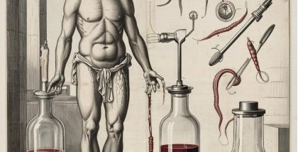 некоторые анатомические эскизы и гравюры демонстрируют использование пиявок в качестве терапевтического средства